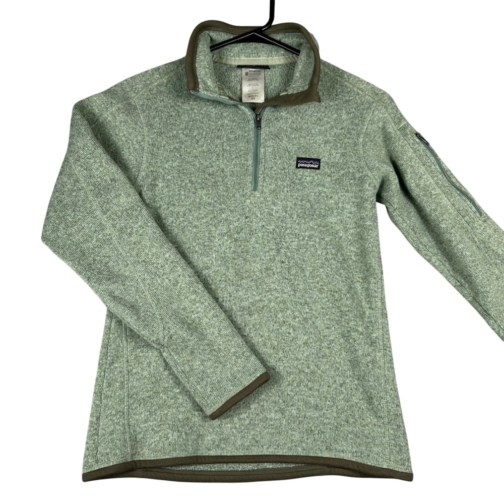 Patagonia Women's Quarter Zip Pullover Fleece Sweater Green‎ XS Better Sweater